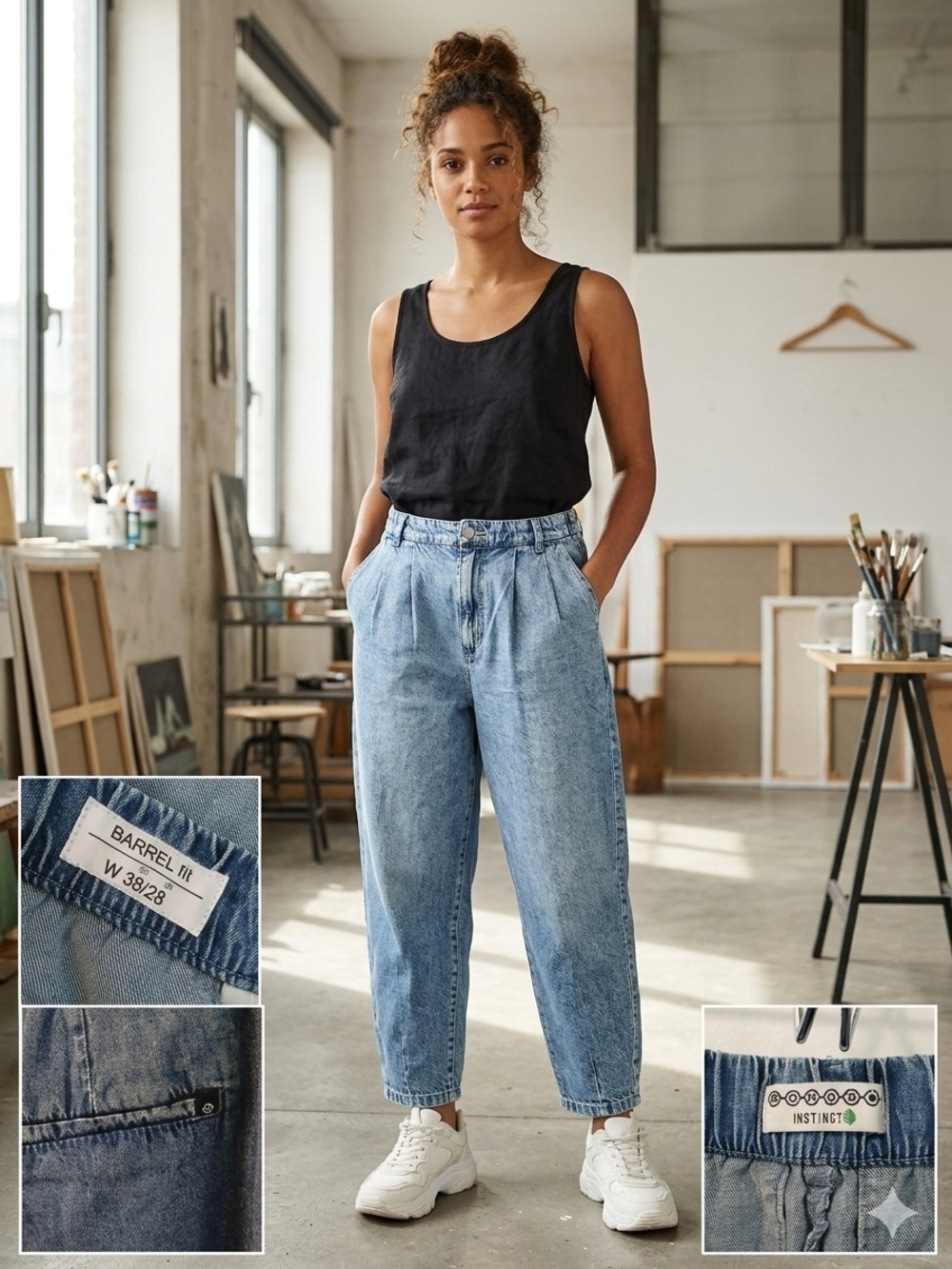 Bonobo Pleated Barrel Jeans